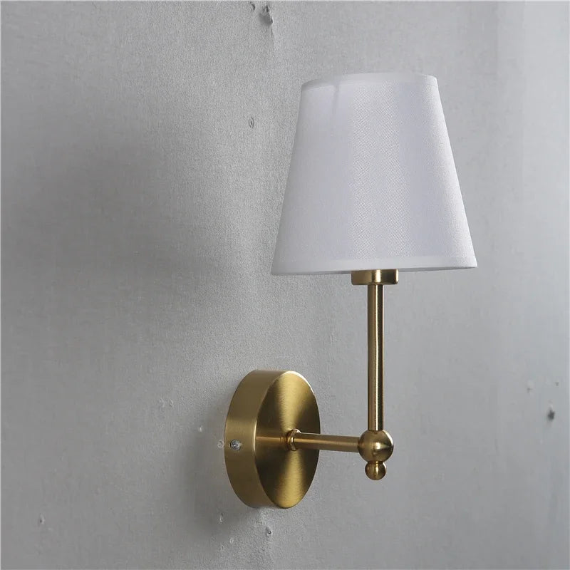 American Retro Wall Lamps – Black and Gold Linen Covered Wall Sconce