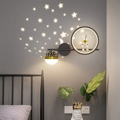 Modern Moon Astronaut Wall Sconce Lamp for Children's Room