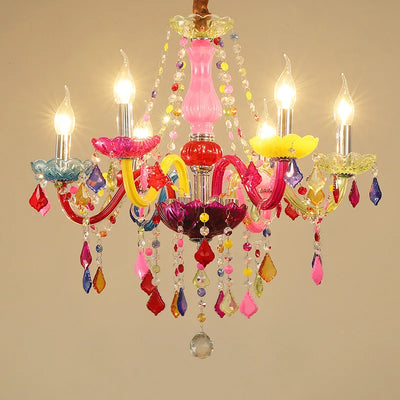 European Style Colorful Chandelier for Children's Room - Princess Bedroom Crystal Droplight