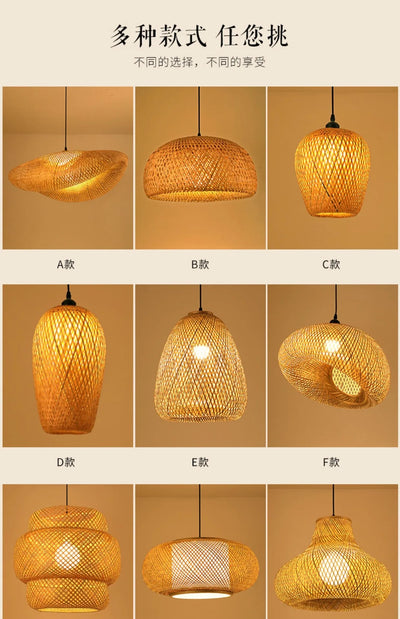 Nordic Rattan Pendant Light – Bamboo Hanging Lamp for Kitchen and Dining Room