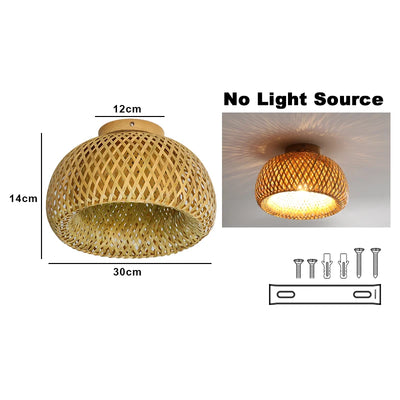 Bamboo Ceiling Lamp - Handmade Rattan Wicker Lighting for Dining, Living, and Coffee Shops