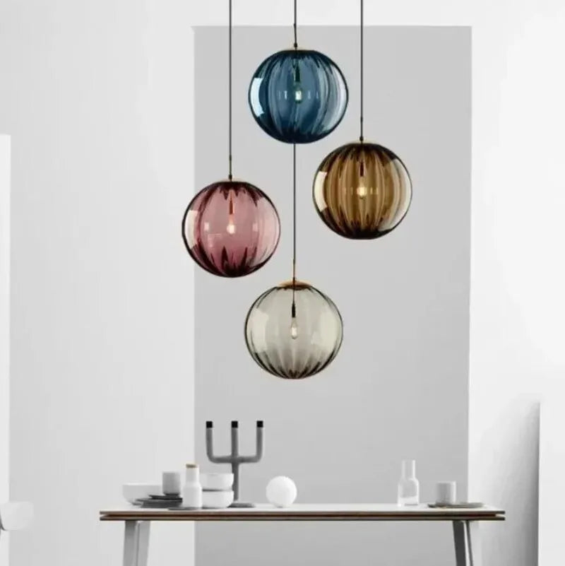 Modern Water Pattern Ball Pendant Light Creative Glass Chandelier - Single Head for Bedside, Bedroom Lamp