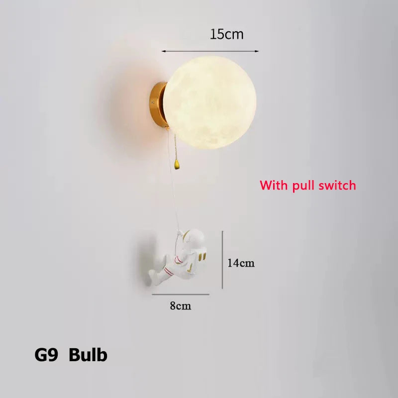 Comoonda Space Astronaut Wall Lamps with Moon Imitation for Creative Bedroom Decor