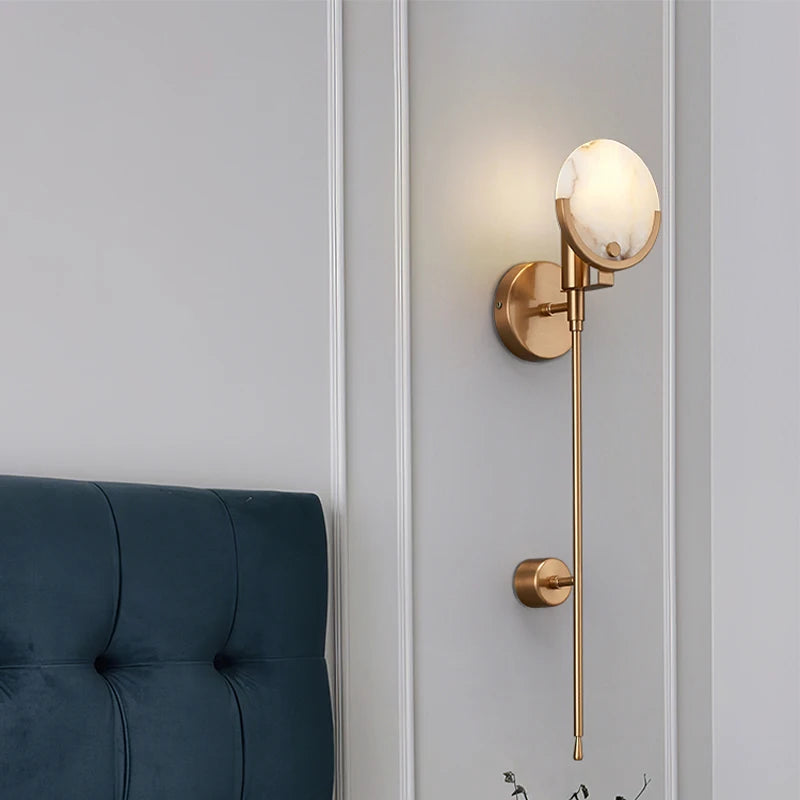 Modern Gold Marble Wall Lamp - Elegant LED Lighting Fixture for Various Indoor Spaces