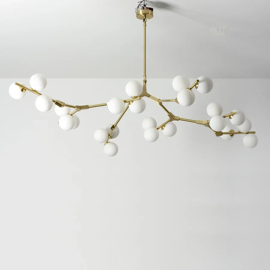 Glass Balls LED Chandelier with Tree Branches Design for Indoor Living Room, Dining Room Lighting