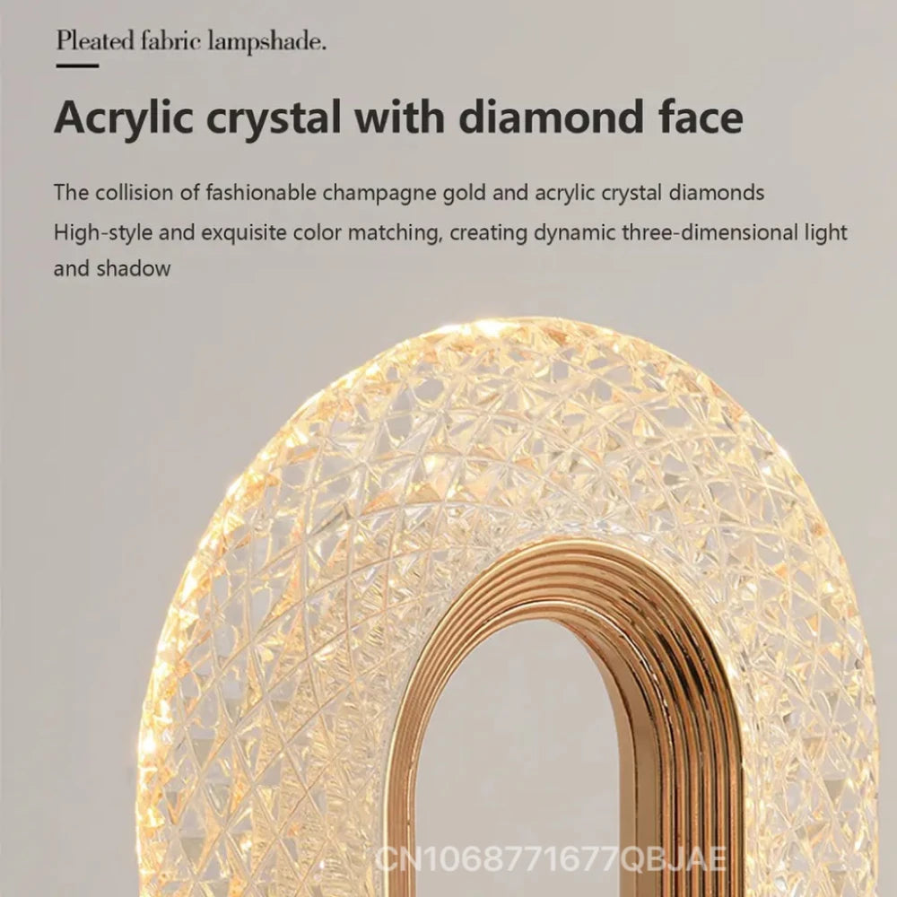 Crystal Diamond Touch Table Lamp - USB Rechargeable, Dimmable LED Light for Bedroom & Bar