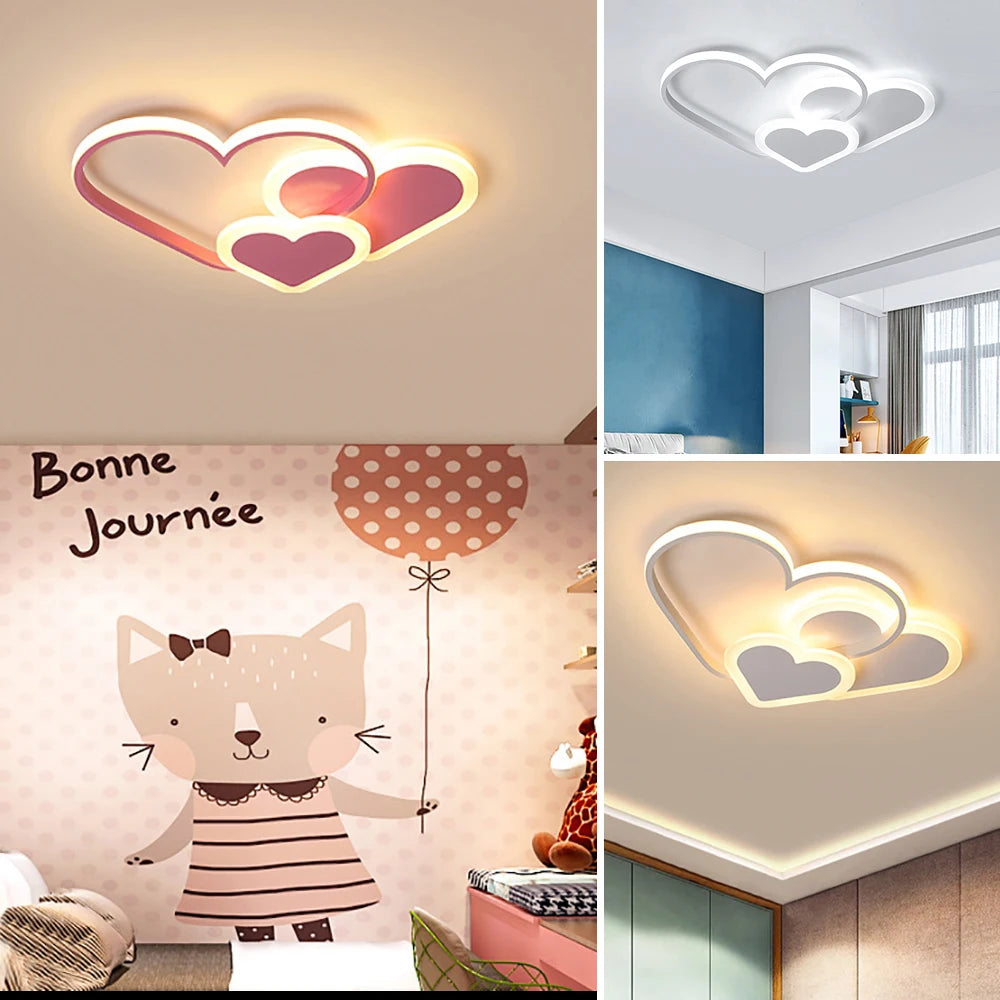 Heart-Shaped Pink Ceiling Spotlight for Children's Room with Remote Control