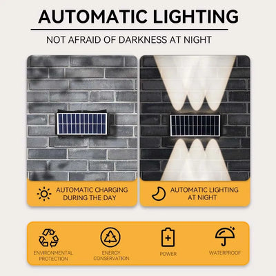 Solar Wall Lamp Outdoor - Warm Up and Down Light, Waterproof, Modern Design