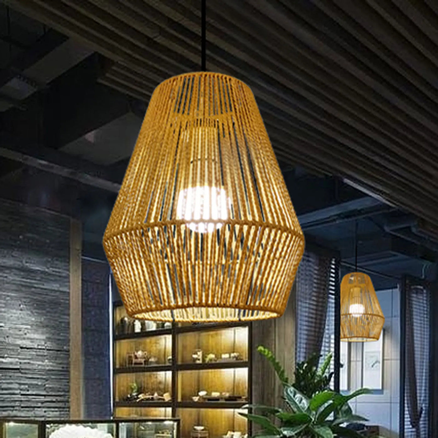 Woven Lampshade Chandelier Cover: Elegant Hanging Light Shade for Dining Rooms, Restaurants