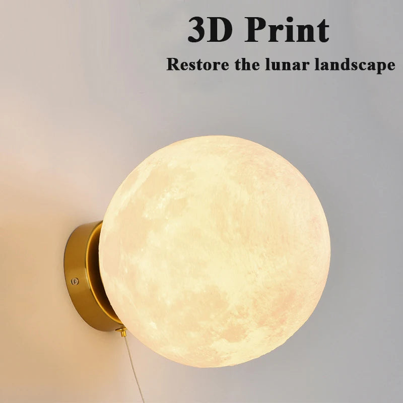 Comoonda Space Astronaut Wall Lamps with Moon Imitation for Creative Bedroom Decor