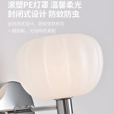 French Retro Cream Style Bedroom Bedside Lamp: Eye-Protective Pumpkin Design for Living Background Wall