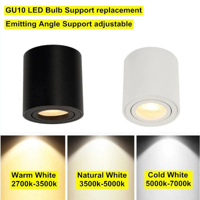 Surface Mounted Ceiling Downlight: 9W-15W GU10 Bulb Replaceable LED Spot Light, AC85-265V, Warm/Natural/Cold White