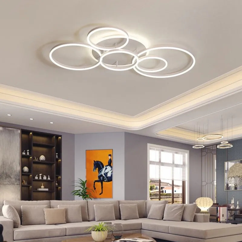 Modern LED Ceiling Lamp in Black and Gold for Living Room, Hall Area  and Bedroom