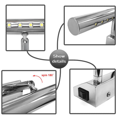 Modern LED Wall Lamp: Aluminum & Stainless Steel Design for Bathroom Mirror Cabinets