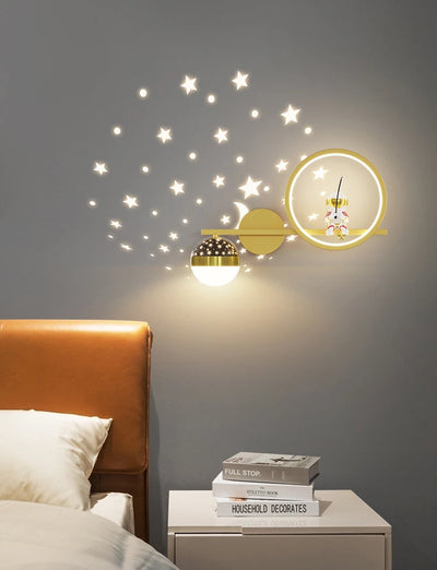 Modern Creative Children's Room Bedside Wall Lamp Astronaut Wall Mount Light for Bedroom, Study