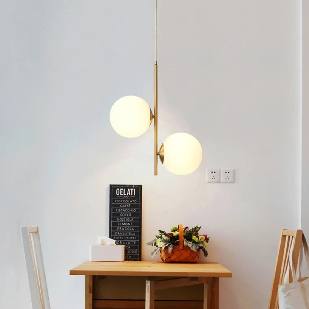 Modern Luxury Coppery Restaurant Pendant Light: Nordic Designer Creative Acrylic Ball G9 Hanging Lamp