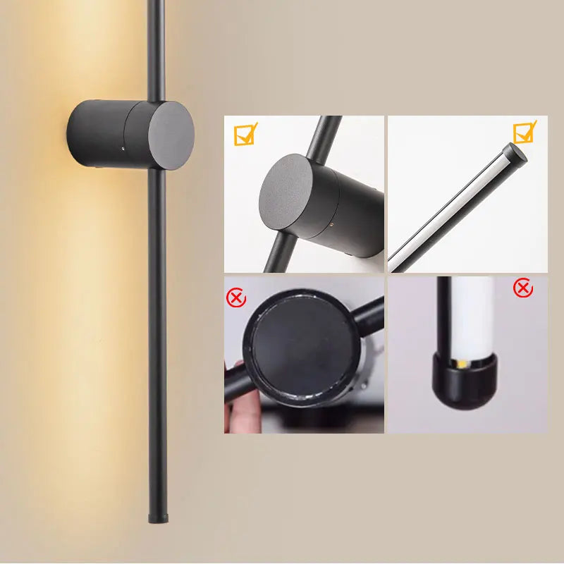 Nordic Black Copper LED Wall Lamps - Versatile 360° Rotation for Elegant Indoor Lighting