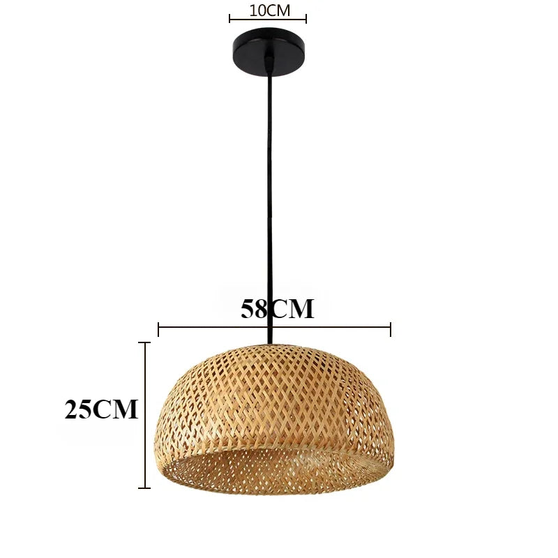 Handcrafted Rattan Bamboo Pendant Light E27 Suspension Light for Dining, Living Room, and Indoor Décor