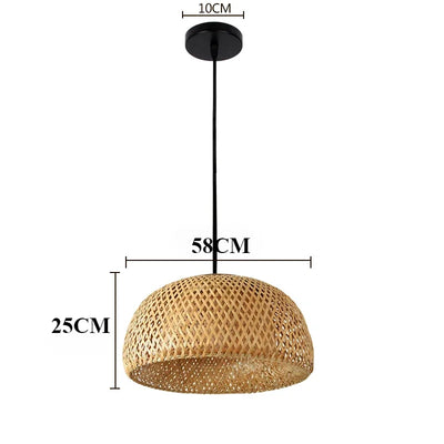 Handcrafted Rattan Bamboo Pendant Light E27 Suspension Light for Dining, Living Room, and Indoor Décor