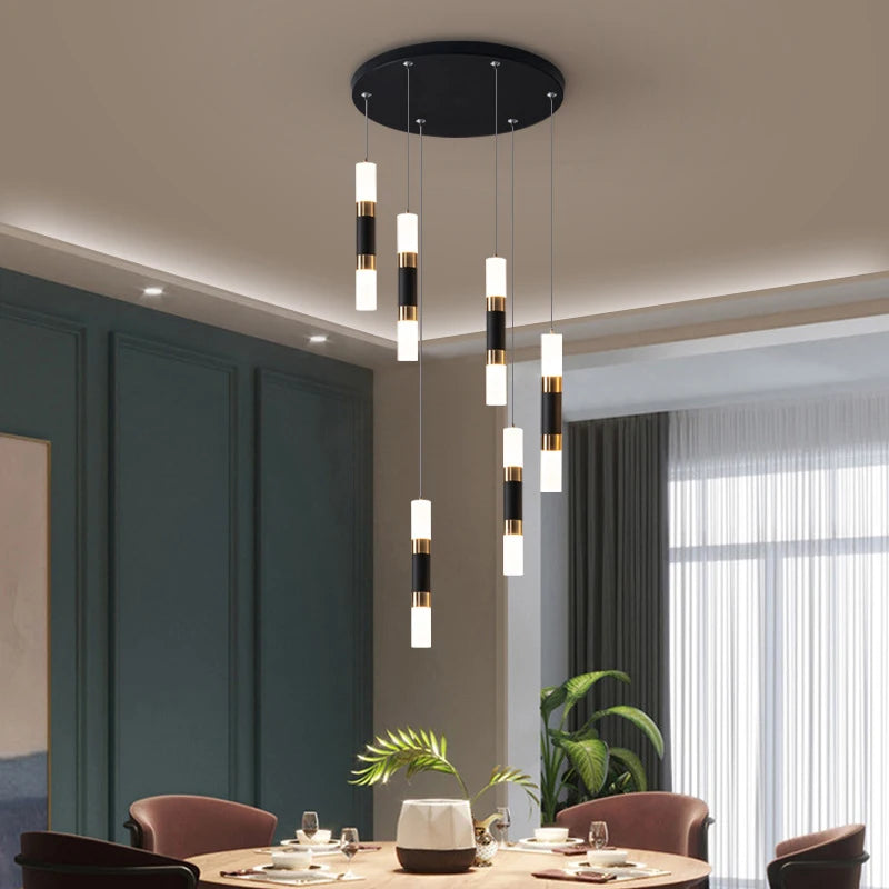 Modern LED Long Tube Chandelier: Perfect for Kitchen Island, Villa, Restaurant, Living Room, Staircase, Hall, Hotel