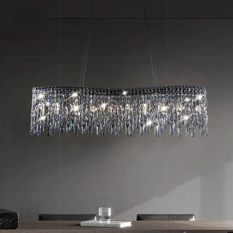 Italian Milan Luxury Crystal Chandelier - Long/Round Hanging Lamp for Dining Room, Hotel, Villa, and Bar