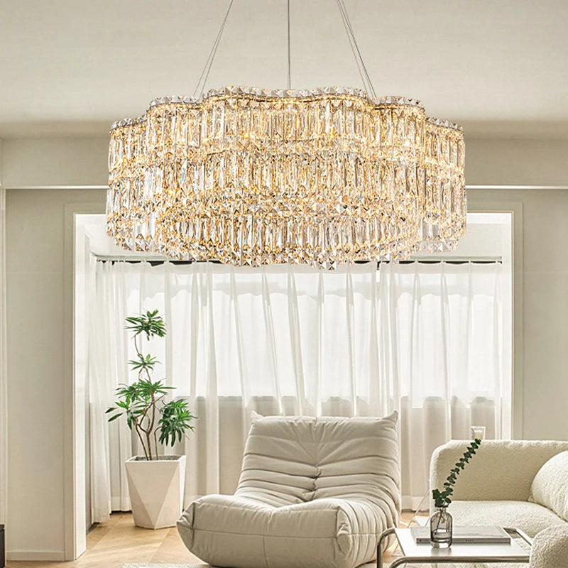 Flower Wave Crystal Luxury Ceiling Chandeliers 2024 LED New Modern Lustre Hanging Lamps