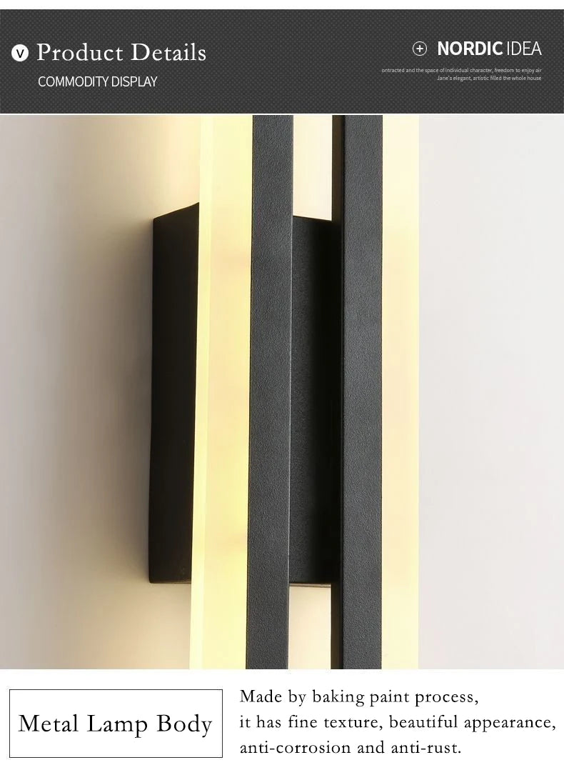 Modern LED Wall Lamp: Black/Gold Acrylic Room Decor Light