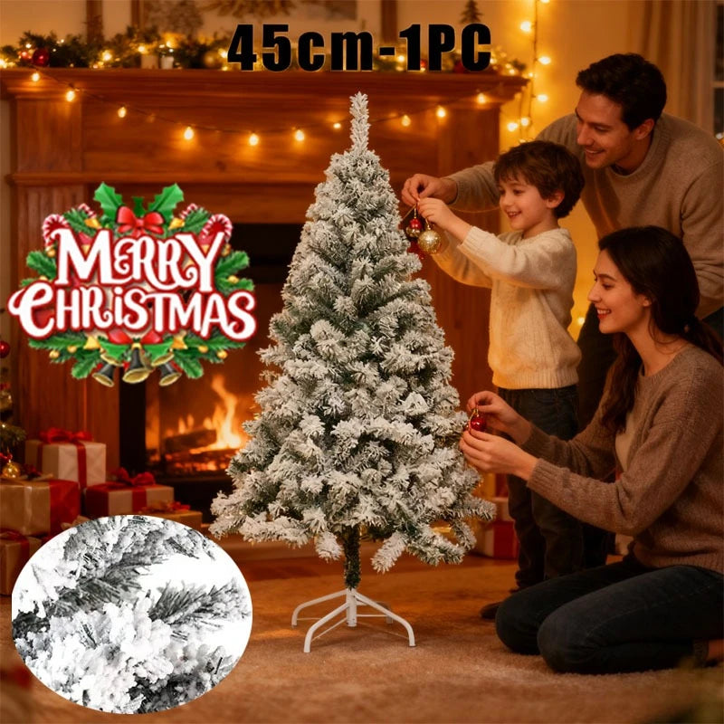 45cm Flocked Mini Christmas Tree with Snow Effect PVC Artificial Holiday Home Decoration