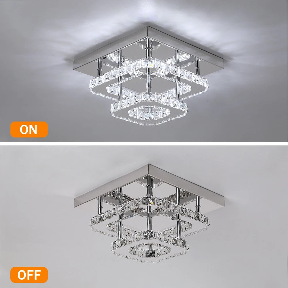 Stainless Steel Modern Crystal Chandelier Luxury Pendant Ceiling Light for Dining Room, Bedroom, or Kitchen