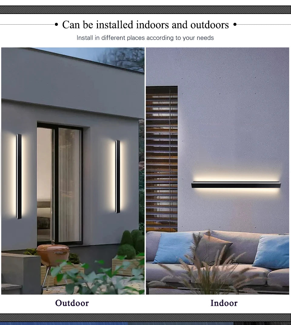 Modern Long Strip LED Wall Lamp – Outdoor Waterproof Lighting Solution