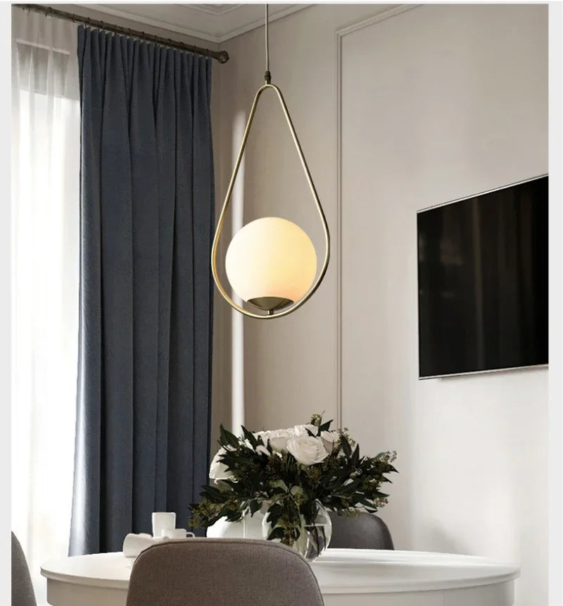 Nordic Single Head Glass Ball LED Chandelier