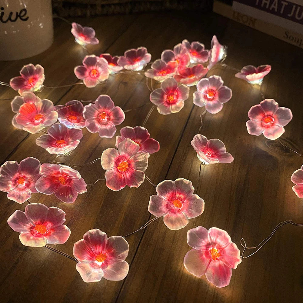 3M 30LED Cherry Blossom Fairy String Lights Pink Flower Battery Powered Garland for Christmas and Home Decoration