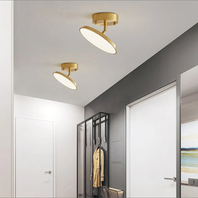 Modern Rotatable LED Ceiling Light for Living Room, Dining Room, Aisle Lamp - Round Copper Light