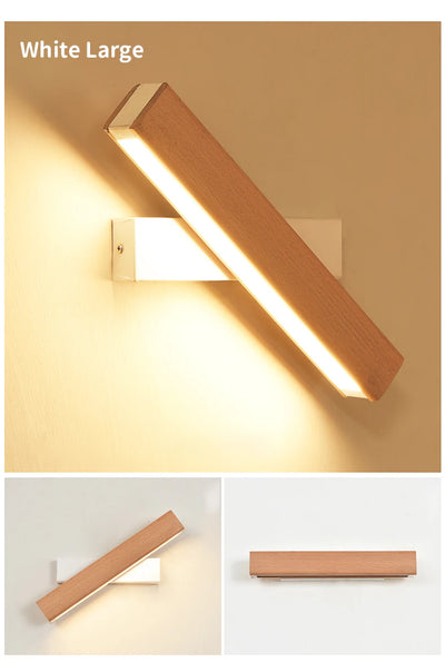 Adjustable Nordic Solid Wood LED Wall Lamp – Rotatable Bedside & Study Lighting