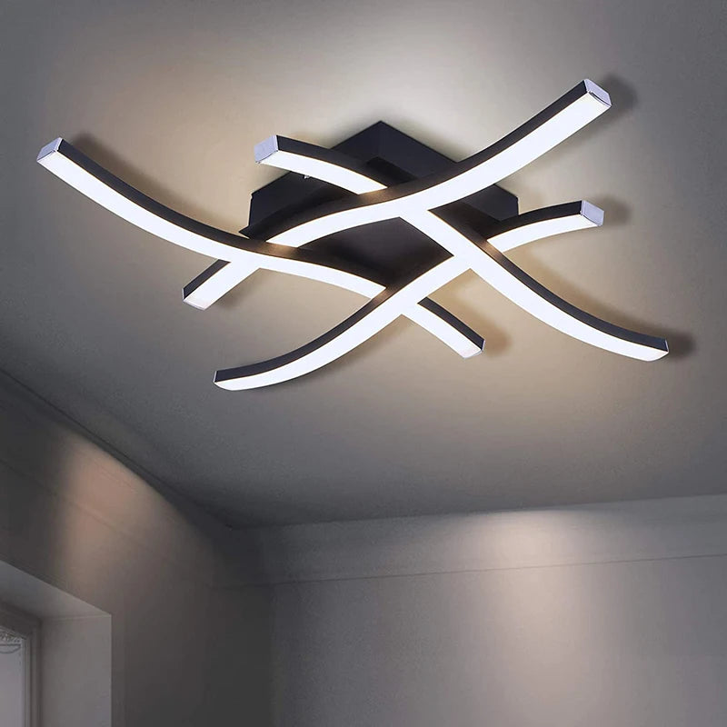 Embrace Modern Minimalism: The Black Quad Wave LED Ceiling Light