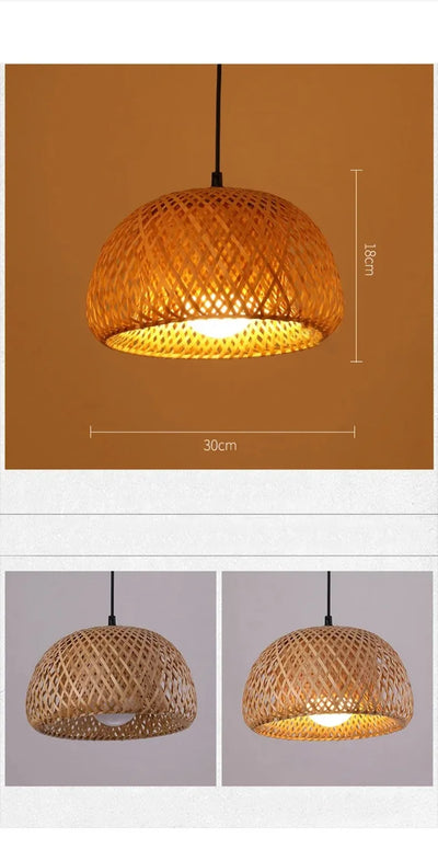 Handcrafted Rattan Bamboo Pendant Light E27 Suspension Light for Dining, Living Room, and Indoor Décor