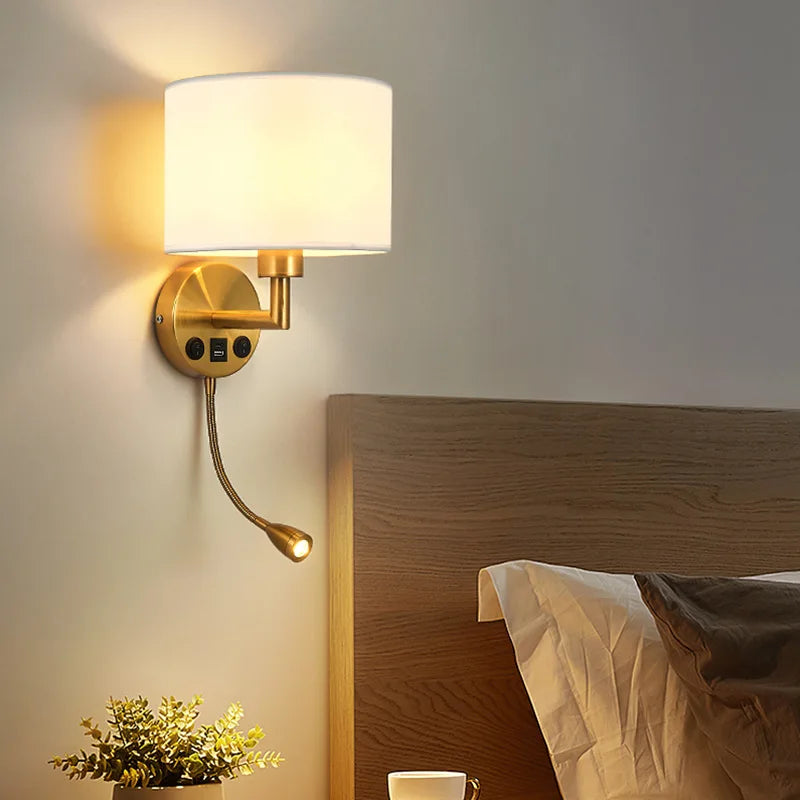 Modern Bedside Wall Lamp with Rotation Spotlight: Stylish Reading Light for Bedroom and Living Room