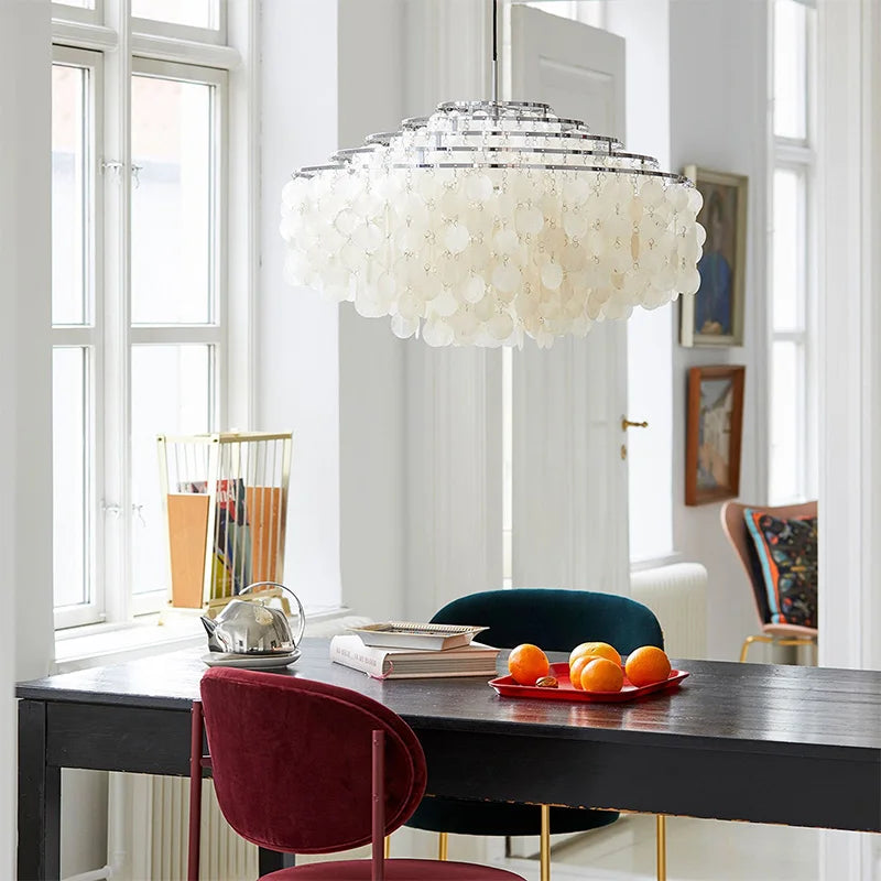 Luxury Aeolian Bells Hanging Dimmable Lamp - Coastal Elegance for Living Rooms, Shops & Restaurants 3-Light, LED,