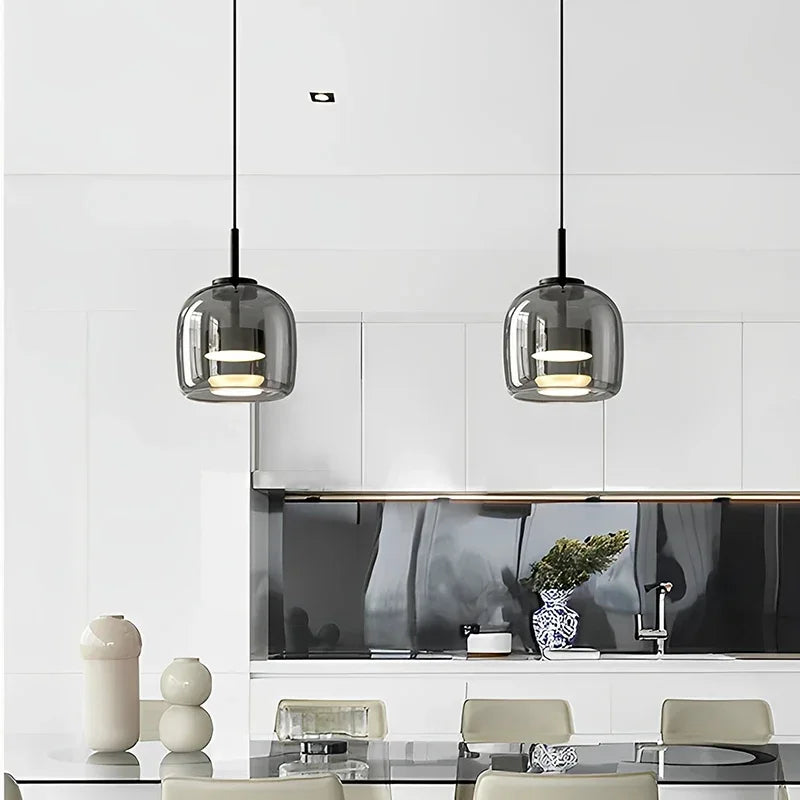 Illuminate Your Space with Modern Glass LED Pendant Light Ideal For Home Restaurant and Kitchen