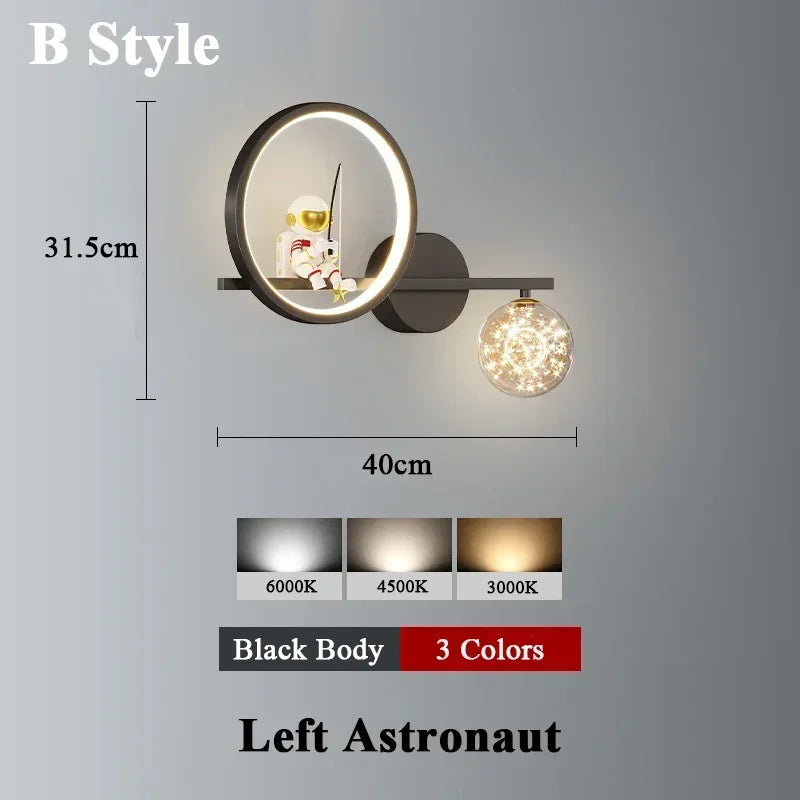 Star Astronaut Projector Wall Light for Children's Living Room Wall Lamp