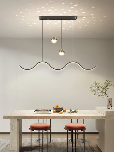 Modern LED Starry Sky Pendant Lamp for Living Room Dining Table Kitchen Bar Adjustable Line Remote Control