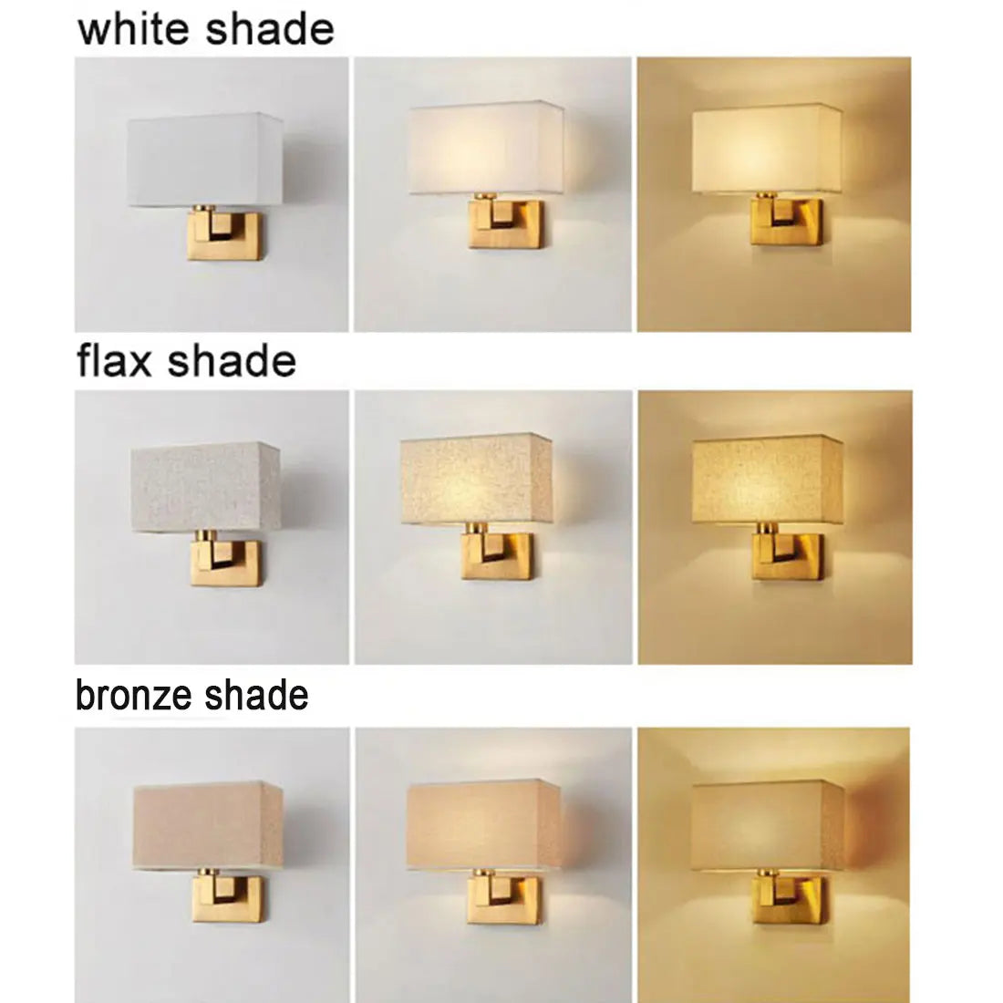Minimalist Wall Sconces with Rectangle Fabric Shade - USB Wall Lights