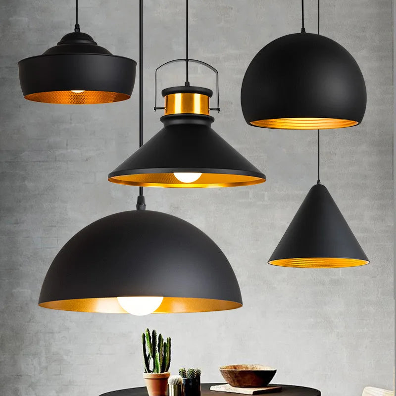 Nordic Retro Industrial Black Ceiling Pendant Lamp  Lighting Fixture for Restaurants, Dining Tables, Bars, and More