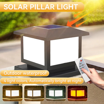 Timed LED Solar Pillar Light – Waterproof Outdoor Garden Lamp