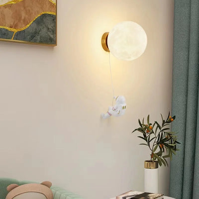 Comoonda Space Astronaut Wall Lamps with Moon Imitation for Creative Bedroom Decor