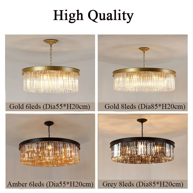 Luxury Modern Circle European Simple Hotel Showroom Pendant K9 Suspend LED Crystal Chandelier Light Hanging Lamp For Bedroom