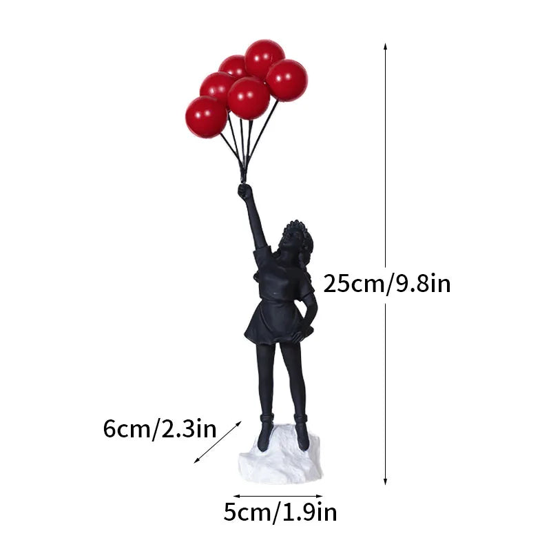 Banksy Sculpture Set – Flower Thrower & Balloon Girl Resin Decor for Home & Office