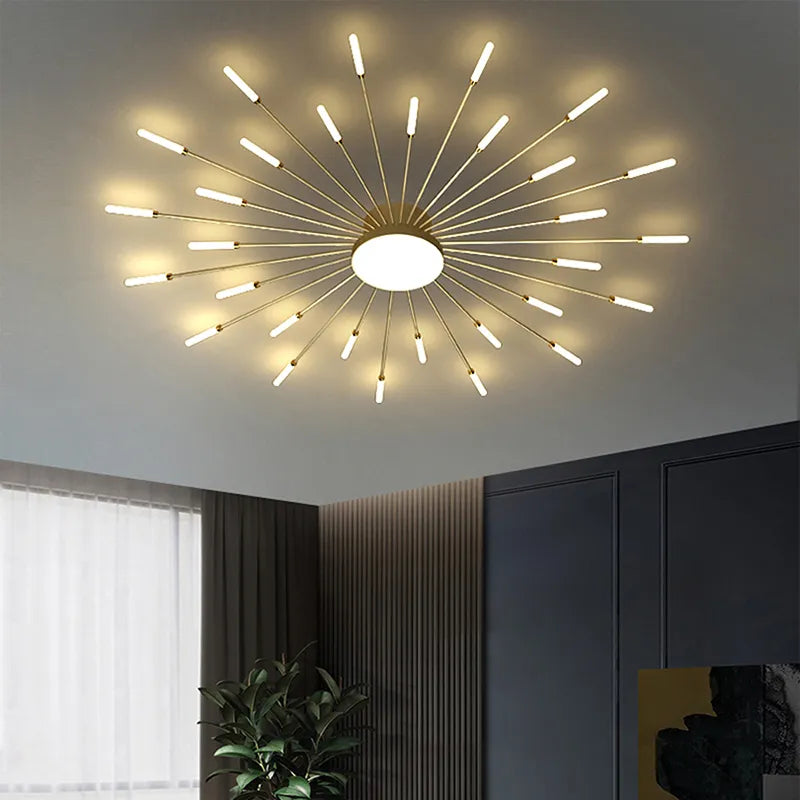 Modern LED Ceiling Lamp Fireworks Full Star Golden Ceiling Light Living Room Decor led Fixture