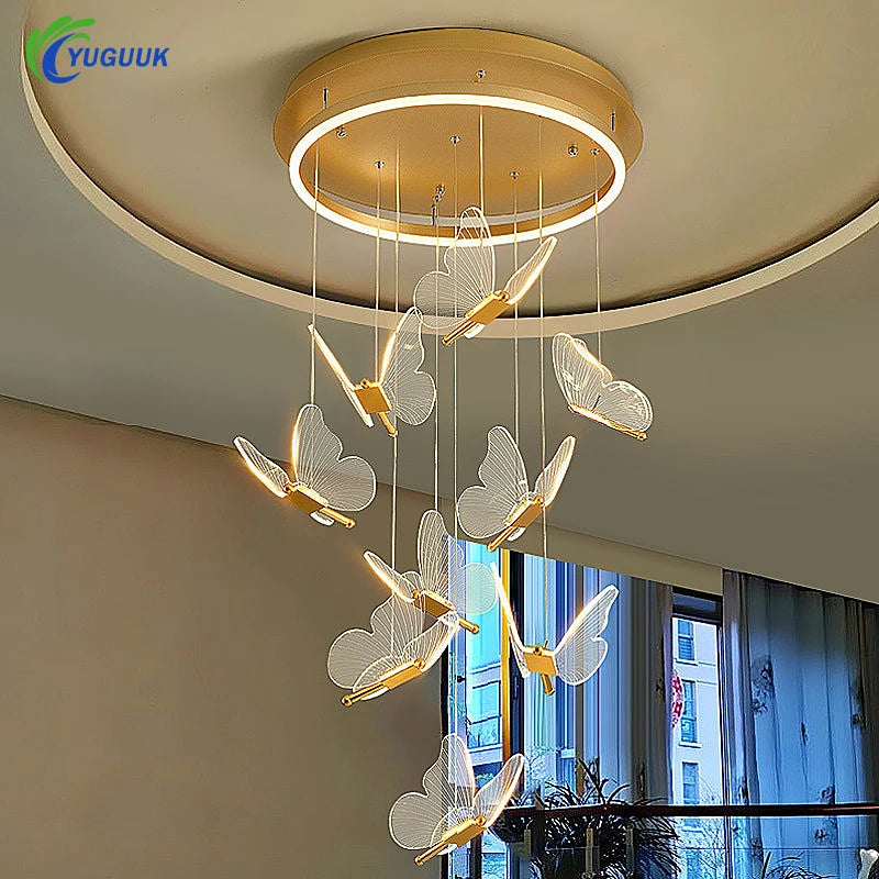 Nordic Butterfly Luxury Chandeliers - Adjustable Pendant Lights for Living Room and Bedroom