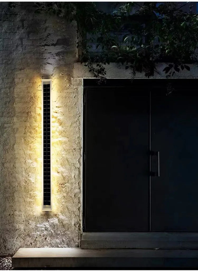 Modern Black LED Solar Wall Lamp – Waterproof Outdoor Sconces for Living Room, Porch, and Garage